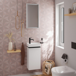 Szafka pod małą umywalkę wiszącą z drzwiami lewymi 340/245, Biały Wysoki Połysk Xelu Q HANSGROHE 54011670