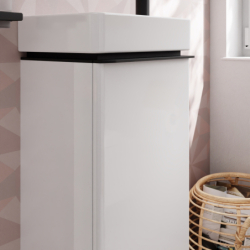 Szafka pod małą umywalkę wiszącą z drzwiami lewymi 340/245, Biały Wysoki Połysk Xelu Q HANSGROHE 54011670