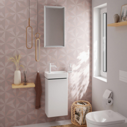 Szafka pod małą umywalkę wiszącą z drzwiami lewymi 340/245, Biały Wysoki Połysk Xelu Q HANSGROHE 54011700