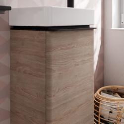 Szafka pod małą umywalkę wiszącą z drzwiami lewymi 340/245, Naturalny Dąb Xelu Q HANSGROHE 54013670