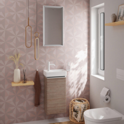 Szafka pod małą umywalkę wiszącą z drzwiami lewymi 340/245, Naturalny Dąb Xelu Q HANSGROHE 54013700