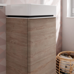Szafka pod małą umywalkę wiszącą z drzwiami lewymi 340/245, Naturalny Dąb Xelu Q HANSGROHE 54013700