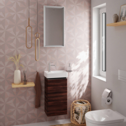 Szafka pod małą umywalkę wiszącą z drzwiami lewymi 340/245, Ciemny Orzech Xelu Q HANSGROHE 54014000