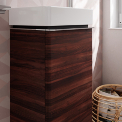 Szafka pod małą umywalkę wiszącą z drzwiami lewymi 340/245, Ciemny Orzech Xelu Q HANSGROHE 54014000