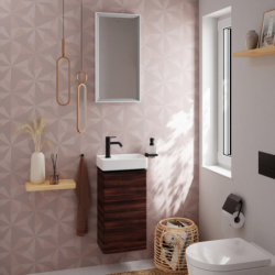 Szafka pod małą umywalkę wiszącą z drzwiami lewymi 340/245, Ciemny Orzech Xelu Q HANSGROHE 54014670