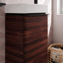 Szafka pod małą umywalkę wiszącą z drzwiami lewymi 340/245, Ciemny Orzech Xelu Q HANSGROHE 54014670