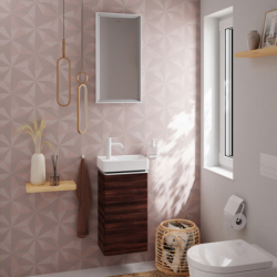 Szafka pod małą umywalkę wiszącą z drzwiami lewymi 340/245, Ciemny Orzech Xelu Q HANSGROHE 54014700