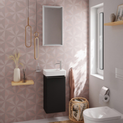 Szafka pod małą umywalkę wiszącą z drzwiami prawymi 340/245, Szary Diament Matowy Xelu Q HANSGROHE 54016000