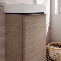 Szafka pod małą umywalkę wiszącą z drzwiami prawymi 340/245, Naturalny Dąb Xelu Q HANSGROHE 54017000