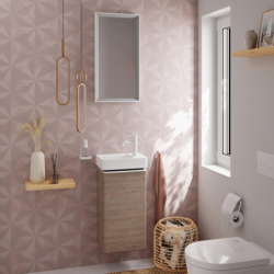 Szafka pod małą umywalkę wiszącą z drzwiami prawymi 340/245, Naturalny Dąb Xelu Q HANSGROHE 54017700