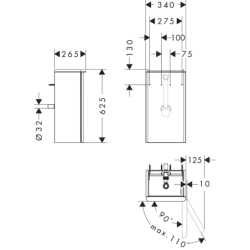Szafka pod małą umywalkę wiszącą z drzwiami prawymi 340/245, Ciemny Orzech Xelu Q HANSGROHE 54018670