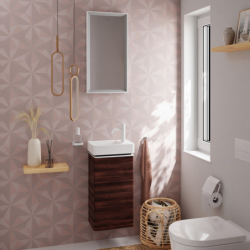 Szafka pod małą umywalkę wiszącą z drzwiami prawymi 340/245, Ciemny Orzech Xelu Q HANSGROHE 54018700