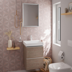 Szafka pod małą umywalkę wiszącą z 2 szufladami 480/475, Naturalny Dąb Xelu Q HANSGROHE 54021700