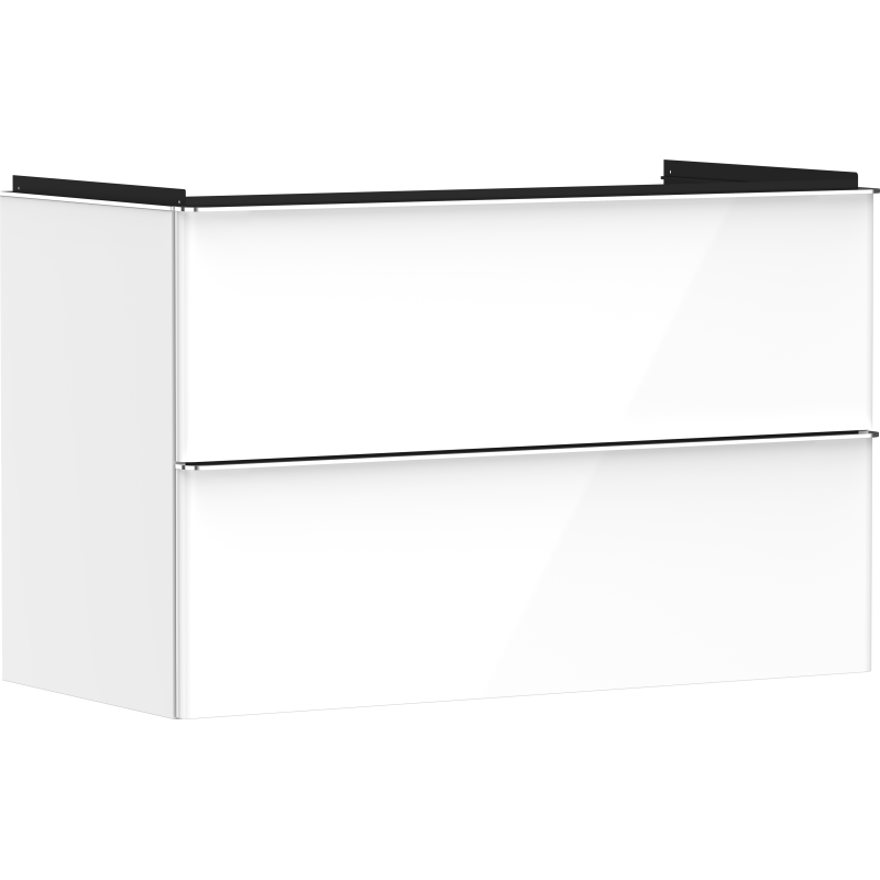 Szafka pod umywalkę wiszącą z 2 szufladami 980/475, Biały Wysoki Połysk Xelu Q HANSGROHE 54031000