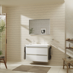 Szafka pod umywalkę wiszącą z 2 szufladami 980/475, Biały Wysoki Połysk Xelu Q HANSGROHE 54031700