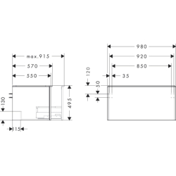 Szafka pod szlifowaną umywalkę wpuszczaną w blat z 1 szufladą 980/550, Biały Wysoki Połysk Xelu Q HANSGROHE 54058670