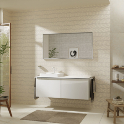 Szafka pod szlifowaną umywalkę wpuszczaną w blat z 2 szufladami 1360/550, Biały Wysoki Połysk Xelu Q HANSGROHE 54066700