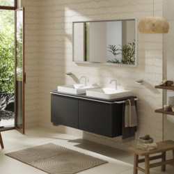 Szafka pod szlifowaną umywalkę wpuszczaną w blat z 2 szufladami 1360/550, Szary Diament Matowy Xelu Q HANSGROHE 54067700