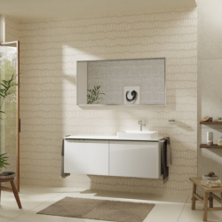 Blat 1360/550 z wycięciem pod umywalkę wpuszczaną, szlifowaną 500/480 Biały Błyszczący Xelu Q HANSGROHE 54098050