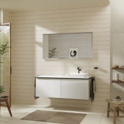 Blat 1360/550 z wycięciem pod umywalkę wpuszczaną, szlifowaną 500/480 Biały Błyszczący Xelu Q HANSGROHE 54098050