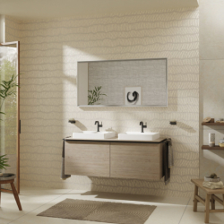 Blat 1360/550 z wycięciami pod 2 umywalki wpuszczane, szlifowaną 500/480 Naturalny Dąb Xelu Q HANSGROHE 54099230