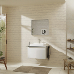 Blat 780/550 z wycięciem na środku pod umywalkę wpuszczaną, szlifowaną 600/480 Biały Błyszczący Xelu Q HANSGROHE 54109050