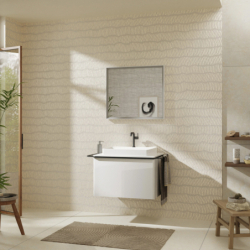 Blat 780/550 z wycięciem na środku pod umywalkę wpuszczaną, szlifowaną 600/480 Biały Błyszczący Xelu Q HANSGROHE 54109050