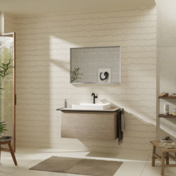 Blat 980/550 z wycięciem na środku pod umywalkę wpuszczaną, szlifowaną 600/480 Naturalny Dąb Xelu Q HANSGROHE 54110230