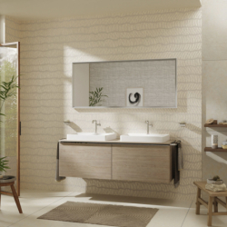 Blat 1560/550 z wycięciami pod 2 umywalki wpuszczane, szlifowaną 600/480 Naturalny Dąb Xelu Q HANSGROHE 54112230