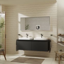 Blat 1560/550 z wycięciami pod 2 umywalki wpuszczane, szlifowaną 600/480 matowy szary diament Xelu Q HANSGROHE 54112910