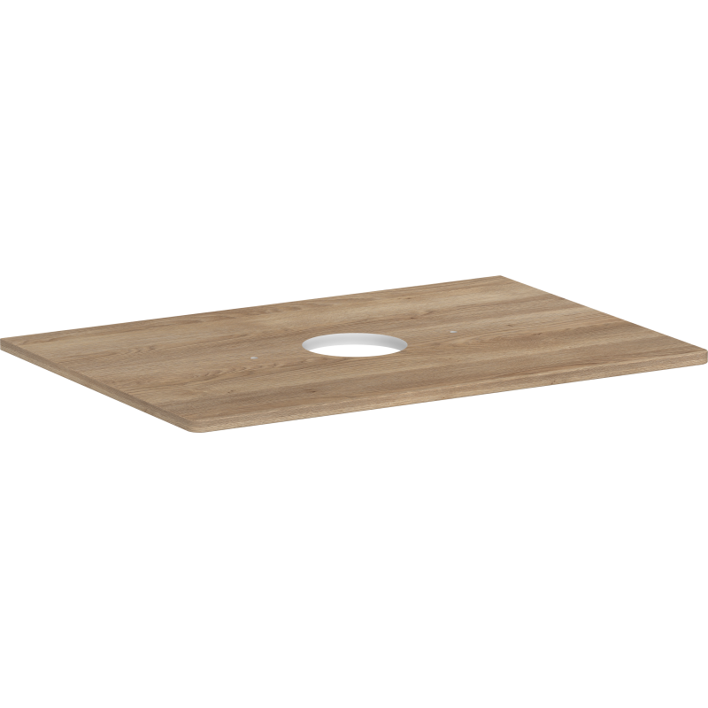 Blat 780/550 z wycięciem na środku pod umywalkę nablatową bez otworu na baterię Naturalny Dąb Xelu Q HANSGROHE 54113230
