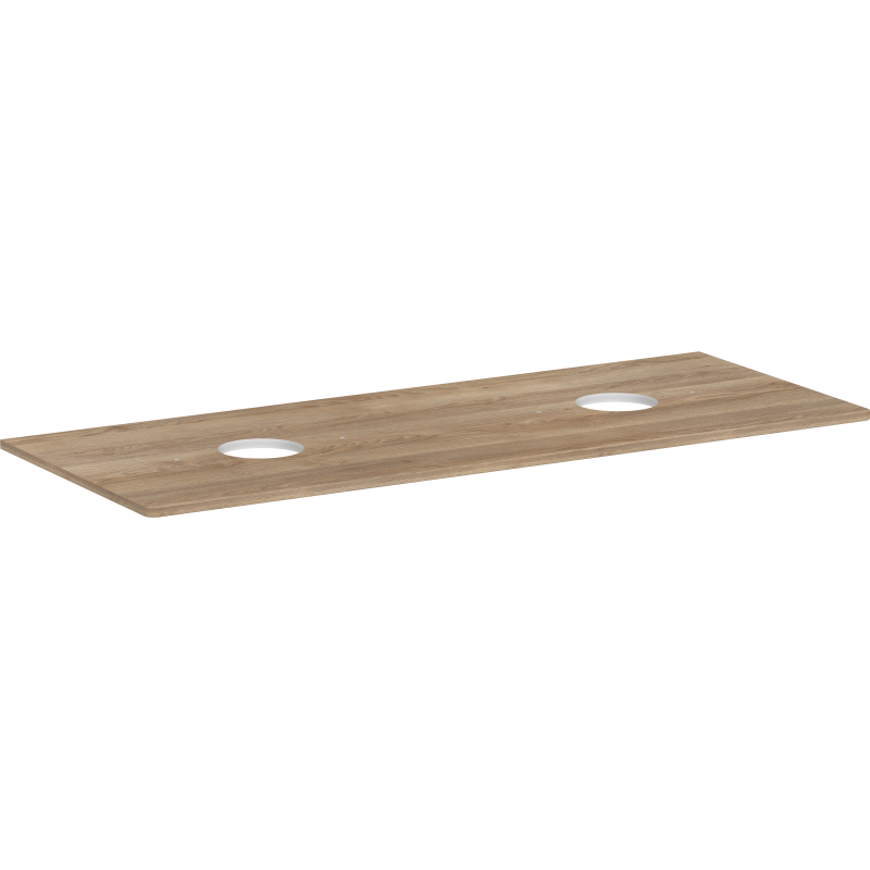 Blat 1360/550 z wycięciami pod 2 umywalki nablatowe bez otworu na baterię Naturalny Dąb Xelu Q HANSGROHE 54118230
