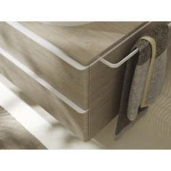 Blat 1360/550 z wycięciami pod 2 umywalki nablatowe bez otworu na baterię Naturalny Dąb Xelu Q HANSGROHE 54118230