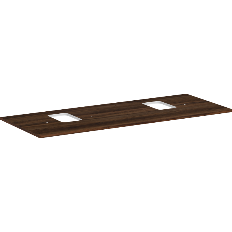 Blat 1360/550 z wycięciami pod 2 umywalki nablatowe z otworem na baterię Ciemny Orzech Xelu Q HANSGROHE 54125630