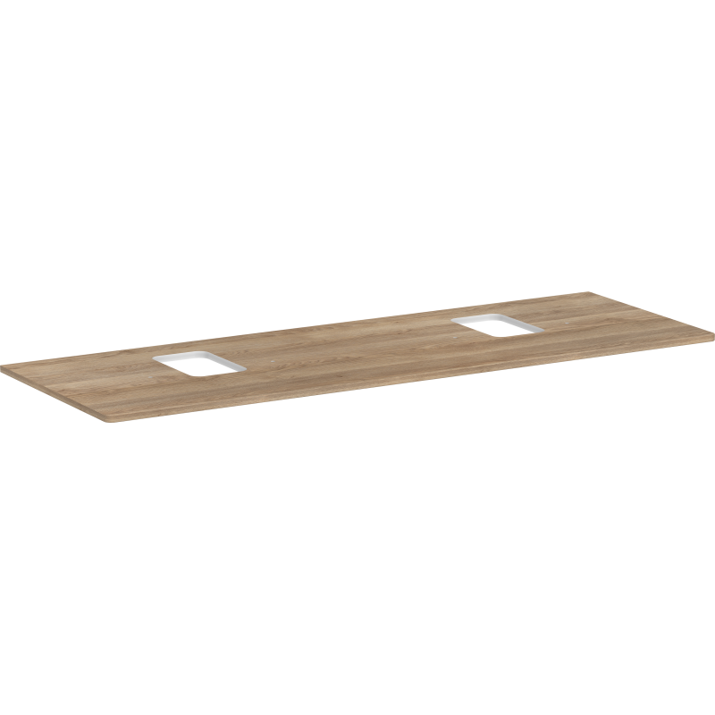 Blat 1560/550 z wycięciami pod 2 umywalki nablatowe z otworem na baterię Naturalny Dąb Xelu Q HANSGROHE 54126230