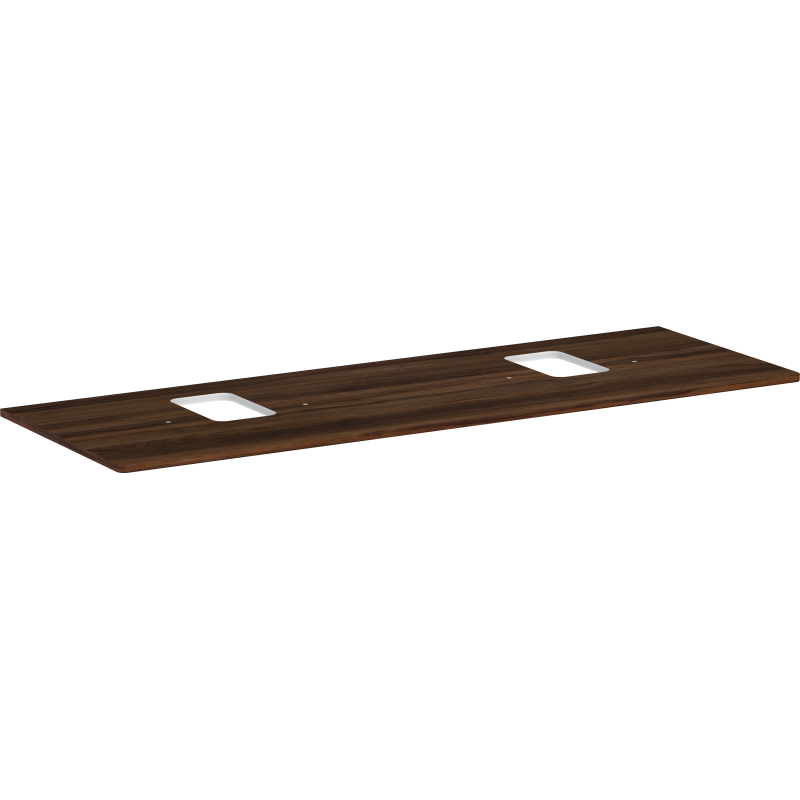 Blat 1560/550 z wycięciami pod 2 umywalki nablatowe z otworem na baterię Ciemny Orzech Xelu Q HANSGROHE 54126630