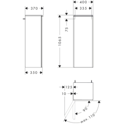 Szafka boczna średnia 400/350, drzwi lewe, Naturalny Dąb Xelu Q HANSGROHE 54129000