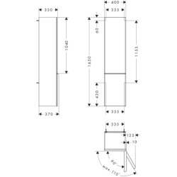 Szafka boczna wysoka 400/350, drzwi prawe, Biały Wysoki Połysk Xelu Q HANSGROHE 54139700