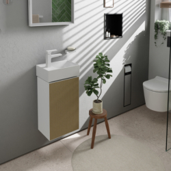 Szafka pod małą umywalkę wiszącą z drzwiami lewymi 340/245, Biały Matowy Xevolos E HANSGROHE 54166390