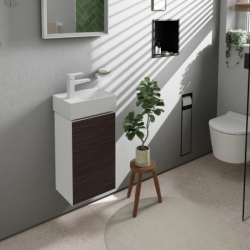 Szafka pod małą umywalkę wiszącą z drzwiami lewymi 340/245, Biały Matowy Xevolos E HANSGROHE 54166730