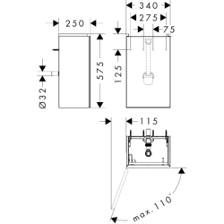 Szafka pod małą umywalkę wiszącą z drzwiami lewymi 340/245, Piaskowy Beż Matowy Xevolos E HANSGROHE 54167390