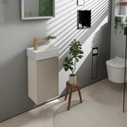 Szafka pod małą umywalkę wiszącą z drzwiami lewymi 340/245, Piaskowy Beż Matowy Xevolos E HANSGROHE 54167790