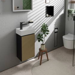 Szafka pod małą umywalkę wiszącą z drzwiami lewymi 340/245, Szary Łupek Matowy Xevolos E HANSGROHE 54168390