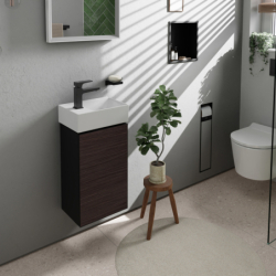Szafka pod małą umywalkę wiszącą z drzwiami lewymi 340/245, Szary Łupek Matowy Xevolos E HANSGROHE 54168730