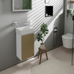 Szafka pod małą umywalkę wiszącą z drzwiami prawymi 340/245, Biały Matowy Xevolos E HANSGROHE 54169390