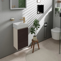 Szafka pod małą umywalkę wiszącą z drzwiami prawymi 340/245, Piaskowy Beż Matowy Xevolos E HANSGROHE 54170730