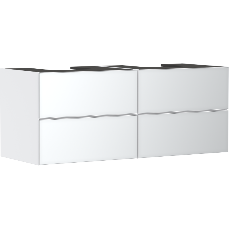 Szafka pod 2 szlifowane umywalki wpuszczane w blat/nablatowe z 4 szufladami 1370/550, Biały Matowy Xevolos E HANSGROHE 54196320
