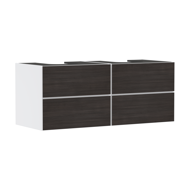 Szafka pod 2 szlifowane umywalki wpuszczane w blat/nablatowe z 4 szufladami 1370/550, Biały Matowy Xevolos E HANSGROHE 54196730