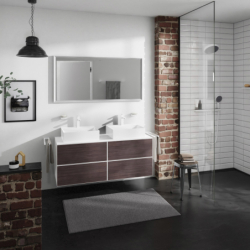 Szafka pod 2 szlifowane umywalki wpuszczane w blat/nablatowe z 4 szufladami 1370/550, Biały Matowy Xevolos E HANSGROHE 54196730