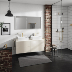 Szafka pod umywalki wpuszczane w blat/nablatowe z 4 szufladami 1370/550, Piaskowy Beż Matowy Xevolos E HANSGROHE 54197790